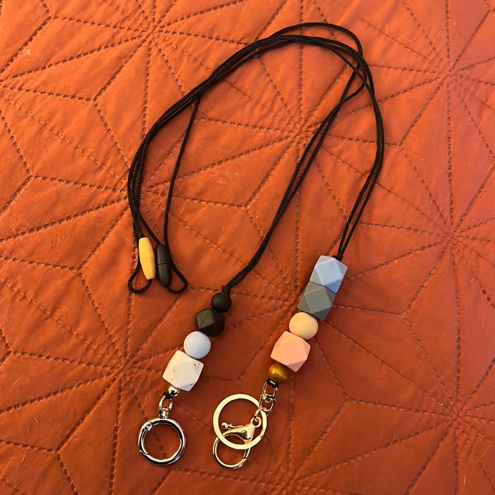 Boho cube lanyard key and card holder